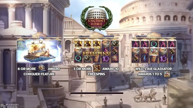 Ancient Rome Deluxe AI - główny ekran z bębnami i interfejsem