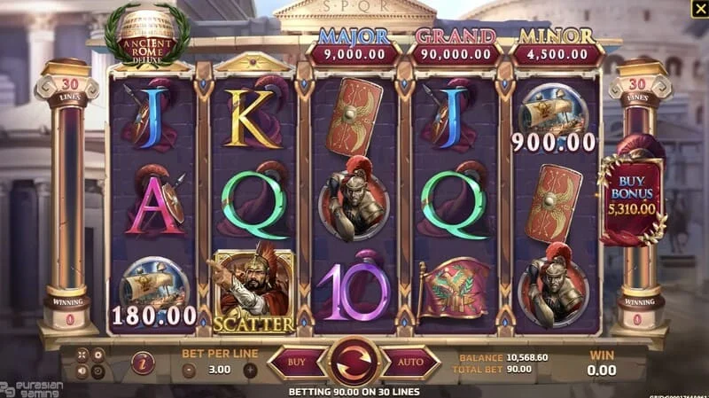 Ancient Rome Deluxe AI - ekran bonusowy z dodatkowymi nagrodami